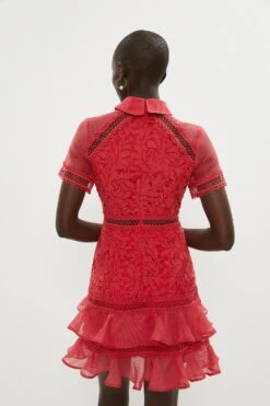 Coast Organza Trim Lace Mini Shirt Dress -Coast bcc04190 red xl 2