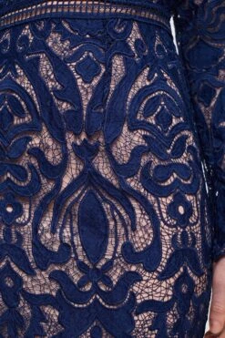 Coast Contrast Lining Placement Lace Pencil Dress -Coast bcc04192 navy xl 5