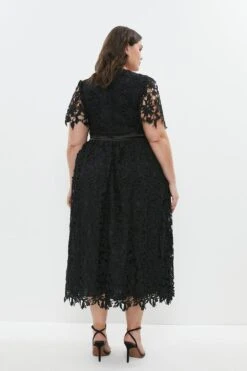 Coast Plus Midi Lace Dress With Satin V-neck ​ -Coast bcc04193 black xl 2