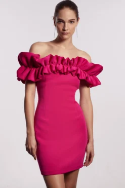 Coast Statement Ruffle Bardot Scuba Mini Dress
