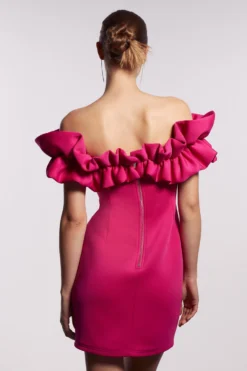 Coast Statement Ruffle Bardot Scuba Mini Dress -Coast bcc04217 bright20pink xl 2 scaled