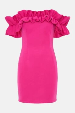 Coast Statement Ruffle Bardot Scuba Mini Dress -Coast bcc04217 bright20pink xl 3