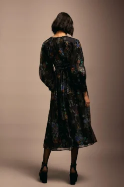 Coast Julie Kuyath Diamante Trim Organza Balloon Sleeve Midi Dress -Coast bcc04239 black xl 2 scaled