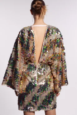 Coast Batwing Plunge Neck Sequin Mini Dress -Coast bcc04257 gold xl 2 scaled