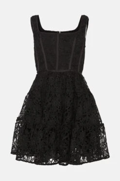 Coast Boned Bodice Lace Mix Mini Dress -Coast bcc04261 black xl 3