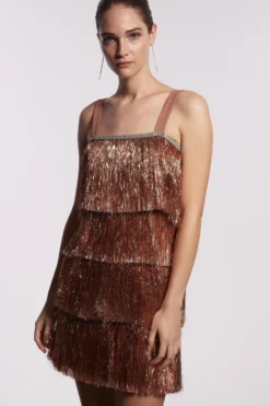 Coast Tiered Tinsel Mini Dress