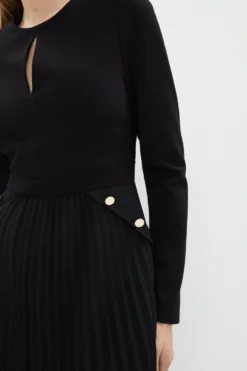 Coast Keyhole Ponte Bodice Button Pleat Skirt Dress -Coast bcc04287 black xl 4 scaled