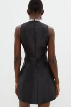 Coast Necklace Trim Twill Mini Dress -Coast bcc04410 black xl 2