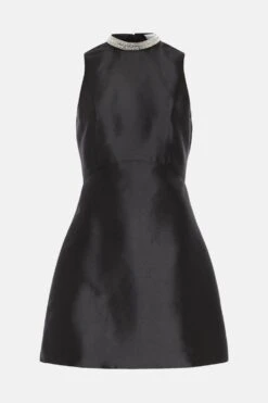 Coast Necklace Trim Twill Mini Dress -Coast bcc04410 black xl 3