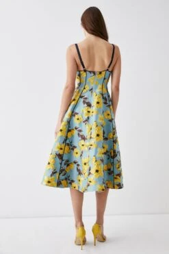 Coast Jacquard V Neck Panelled Full Skirt Midi Dress -Coast bcc04411 blue xl 2