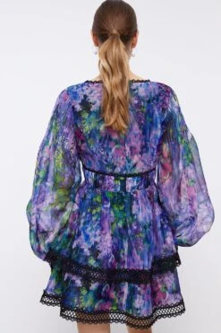 Coast Floral Pleat Detail Placement Print Mini Dress -Coast bcc04412 multi xl 2