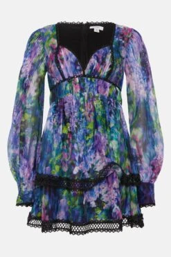 Coast Floral Pleat Detail Placement Print Mini Dress -Coast bcc04412 multi xl 3