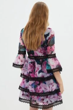 Coast Panelled Bodice Lace Trim Mini Dress -Coast bcc04415 pink xl 2