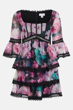 Coast Panelled Bodice Lace Trim Mini Dress -Coast bcc04415 pink xl 3