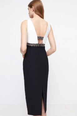 Coast Midi Pencil Dress With Embellished Waist -Coast bcc04416 mono xl 2