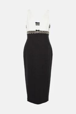 Coast Midi Pencil Dress With Embellished Waist -Coast bcc04416 mono xl 3