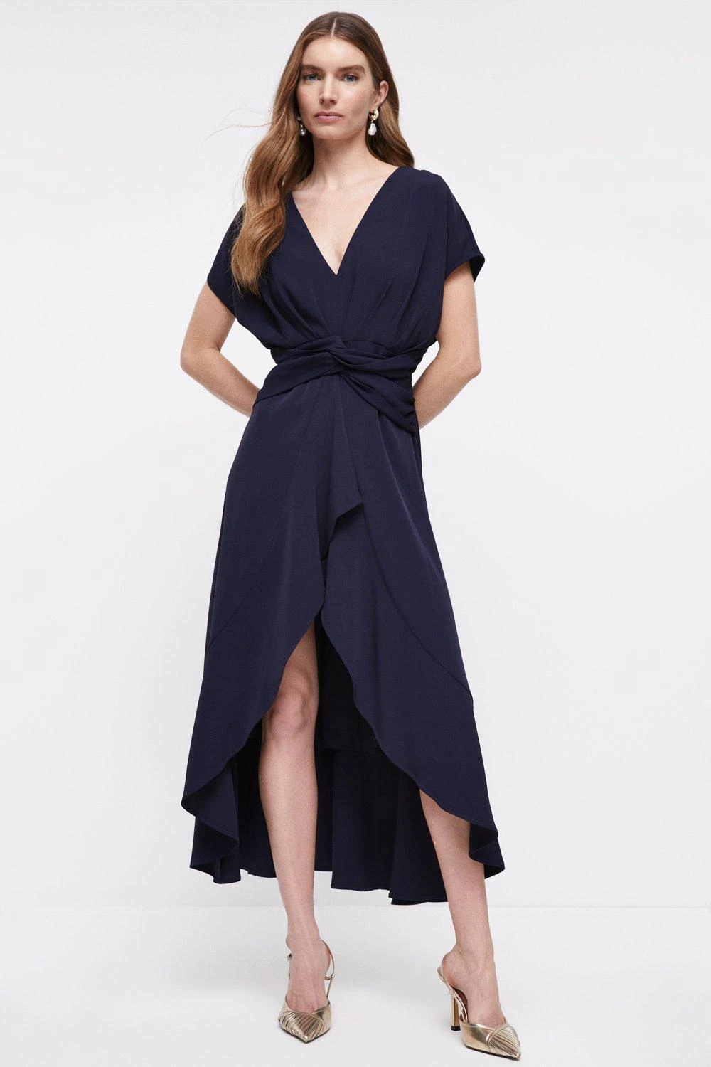 Coast Midi Dress With Twist Waist & Ruffle 1 Coast Midi Dress With Twist Waist & Ruffle
