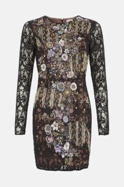 Coast Julie Kuyath Lace Mini Dress With Embellishment 9 Coast Julie Kuyath Lace Mini Dress With Embellishment -Coast bcc04441 black xl 3