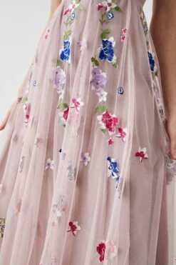 Coast Cape Sleeve Floral Embroidered Mesh Midi Dress -Coast bcc04484 blush xl 2