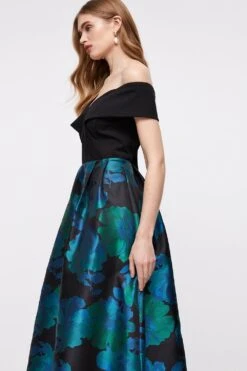 Coast Wrap Bardot Jacquard Skirt Midi Dress -Coast bcc04485 blue xl 2