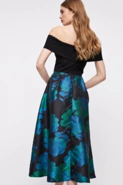Coast Wrap Bardot Jacquard Skirt Midi Dress -Coast bcc04485 blue xl 4