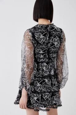 Coast Embroidered Mesh Tiered Mini Dress 7 Coast Embroidered Mesh Tiered Mini Dress -Coast bcc04489 mono xl 2