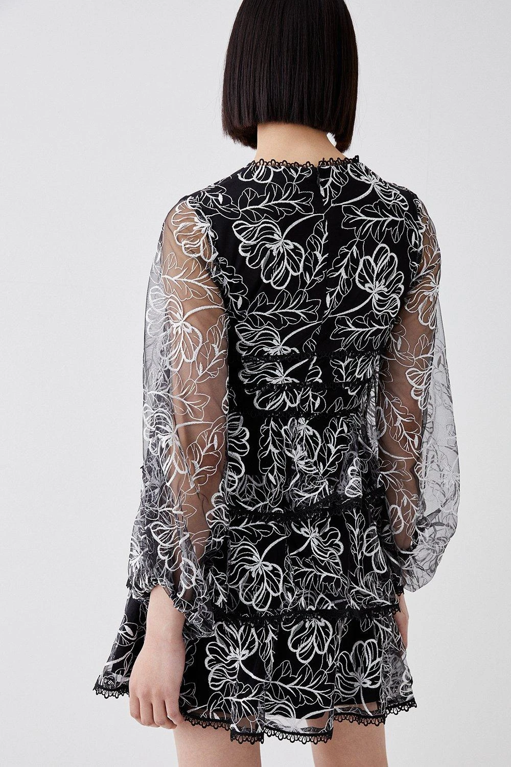 Coast Embroidered Mesh Tiered Mini Dress 3 Coast Embroidered Mesh Tiered Mini Dress - Image 3