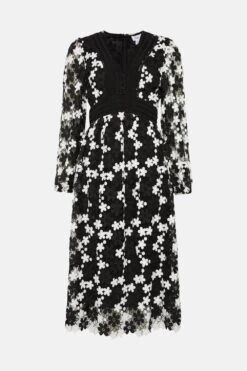 Coast Mono Lace Button Detail Midi Dress -Coast bcc04518 mono xl 3