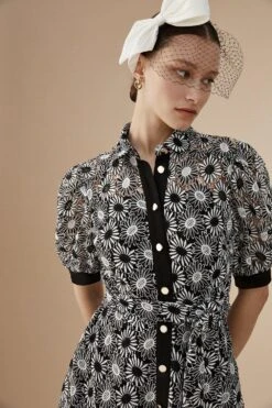 Coast Lisa Tan Mono Floral Lace Shirt Dress -Coast bcc04525 mono xl 2