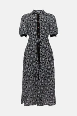 Coast Lisa Tan Mono Floral Lace Shirt Dress -Coast bcc04525 mono xl 3