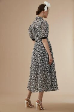 Coast Lisa Tan Mono Floral Lace Shirt Dress -Coast bcc04525 mono xl 4