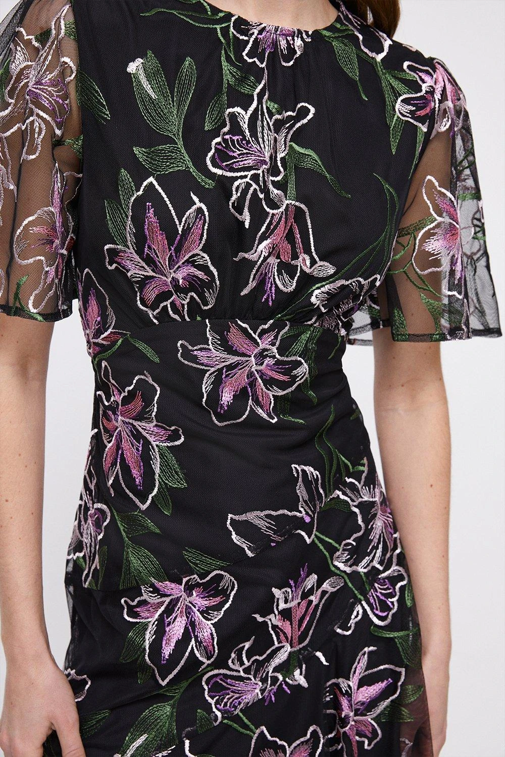 Coast Lily Embroidered Mesh Cut Out Back Midi Dress 2 Coast Lily Embroidered Mesh Cut Out Back Midi Dress - Image 2