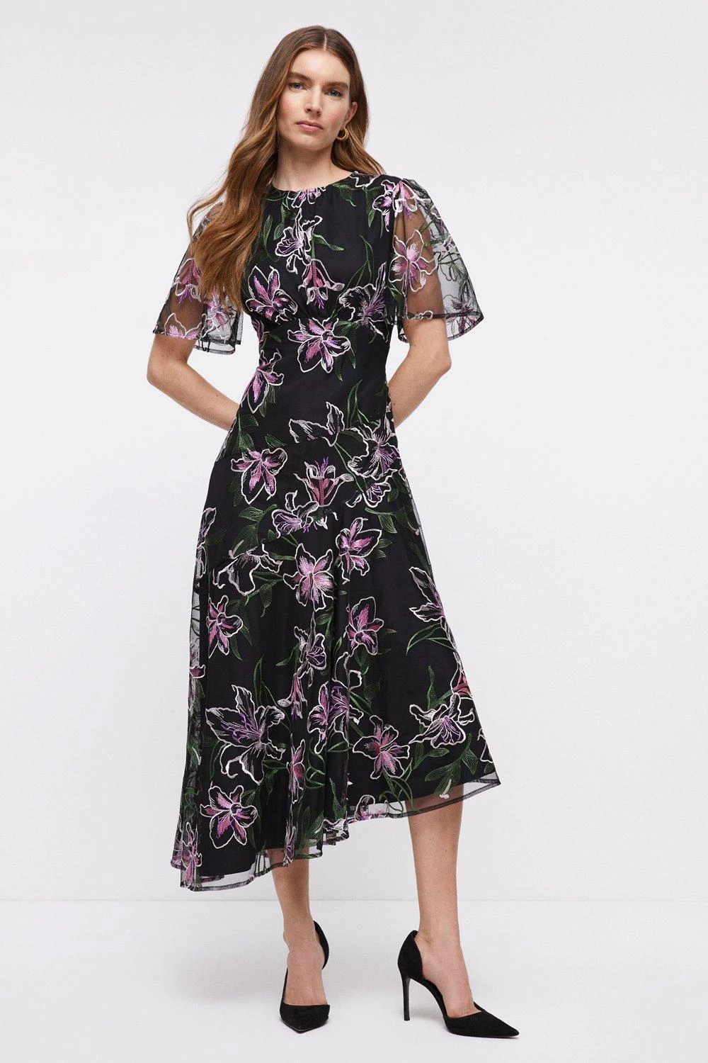 Coast Lily Embroidered Mesh Cut Out Back Midi Dress 3 Coast Lily Embroidered Mesh Cut Out Back Midi Dress - Image 3