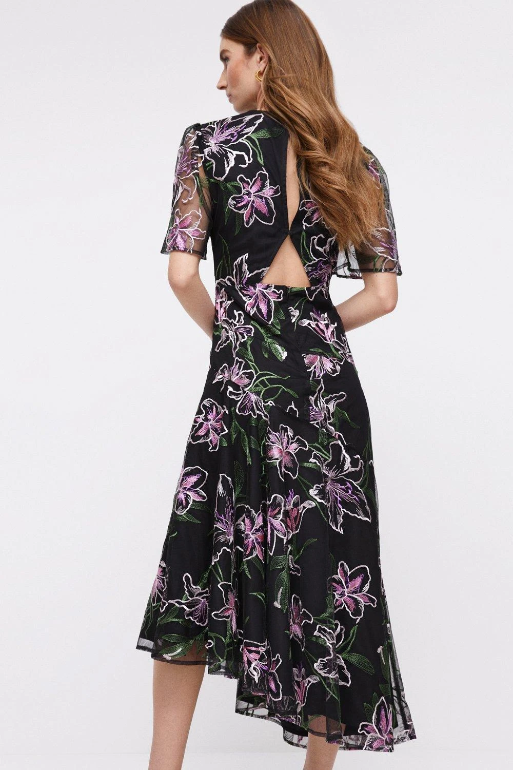 Coast Lily Embroidered Mesh Cut Out Back Midi Dress 6 Coast Lily Embroidered Mesh Cut Out Back Midi Dress - Image 6