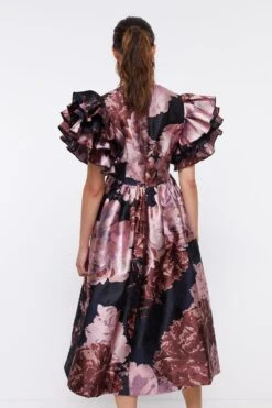 Coast Mega Ruffle Premium Jacquard Midi Dress -Coast bcc04532 multi xl 2