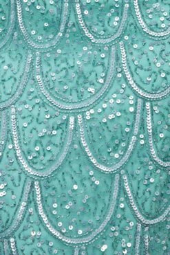 Coast Hand Embellished Placement Design Cap Sleeve Pencil Dress -Coast bcc04556 turquoise xl 5