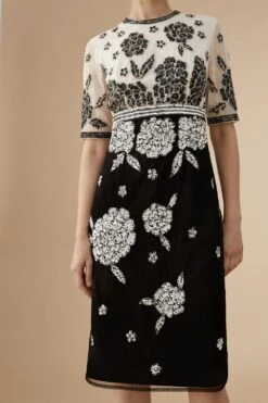 Coast Lisa Tan Floral Hand Embellished Mini Dress -Coast bcc04558 mono xl 2