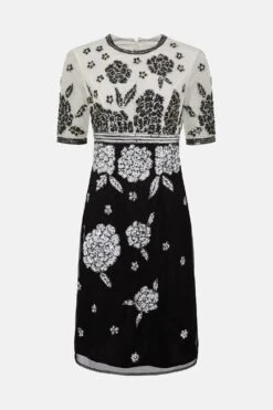 Coast Lisa Tan Floral Hand Embellished Mini Dress -Coast bcc04558 mono xl 3