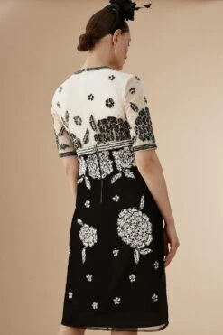 Coast Lisa Tan Floral Hand Embellished Mini Dress -Coast bcc04558 mono xl 4