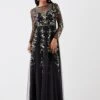 Coast Petite Hand Embellished Sequin Floral Panelled Maxi Dress