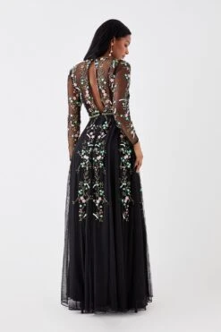 Coast Petite Hand Embellished Sequin Floral Panelled Maxi Dress -Coast bcc04559 black xl 2