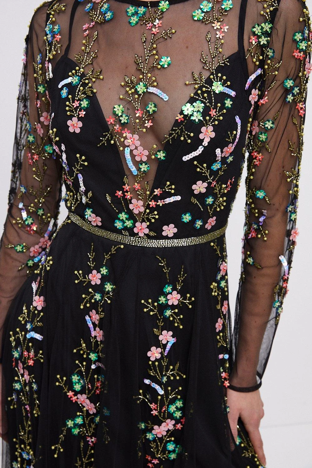 Coast Hand Embellished Sequin Floral Panelled Maxi Dress 2 Coast Hand Embellished Sequin Floral Panelled Maxi Dress - Image 2