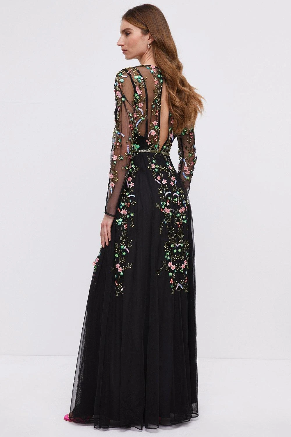 Coast Hand Embellished Sequin Floral Panelled Maxi Dress 5 Coast Hand Embellished Sequin Floral Panelled Maxi Dress - Image 5