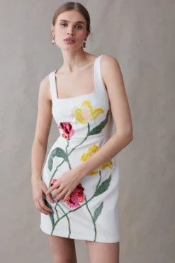 Coast Hand Embellished Floral Pencil Mini Dress -Coast bcc04562 white xl 2 scaled
