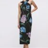 Coast Cross Neck Hand Embellished Floral Pencil Dress
