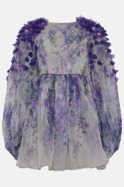 Coast Hand Stitched 3d Floral Organza Mini Dress -Coast bcc04572 lilac xl 3