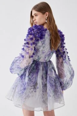 Coast Hand Stitched 3d Floral Organza Mini Dress -Coast bcc04572 lilac xl 4