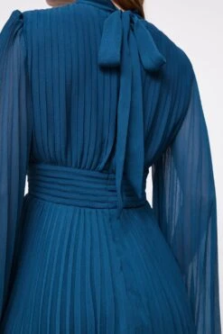 Coast Pleated Flare Sleeve Tie Neck Mini Dress -Coast bcc04576 teal xl 4