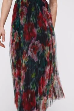 Coast Blurred Floral Tipped Pleated Mesh Midi Dress -Coast bcc04578 multi xl 2