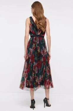 Coast Blurred Floral Tipped Pleated Mesh Midi Dress -Coast bcc04578 multi xl 4